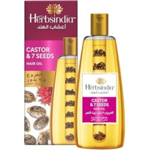 herbsindia castor 7 herbal seeds hair oil with nourish tube thickens softens hair silicone para 59.4